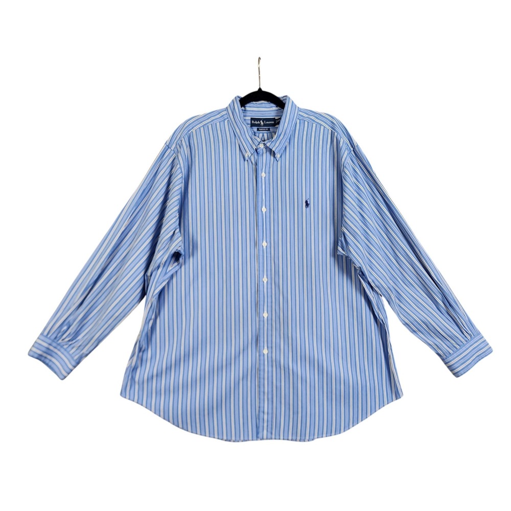 Ralph Lauren Mens Vintage Classic Fit Striped Button Down Shirt Size XXL Blue